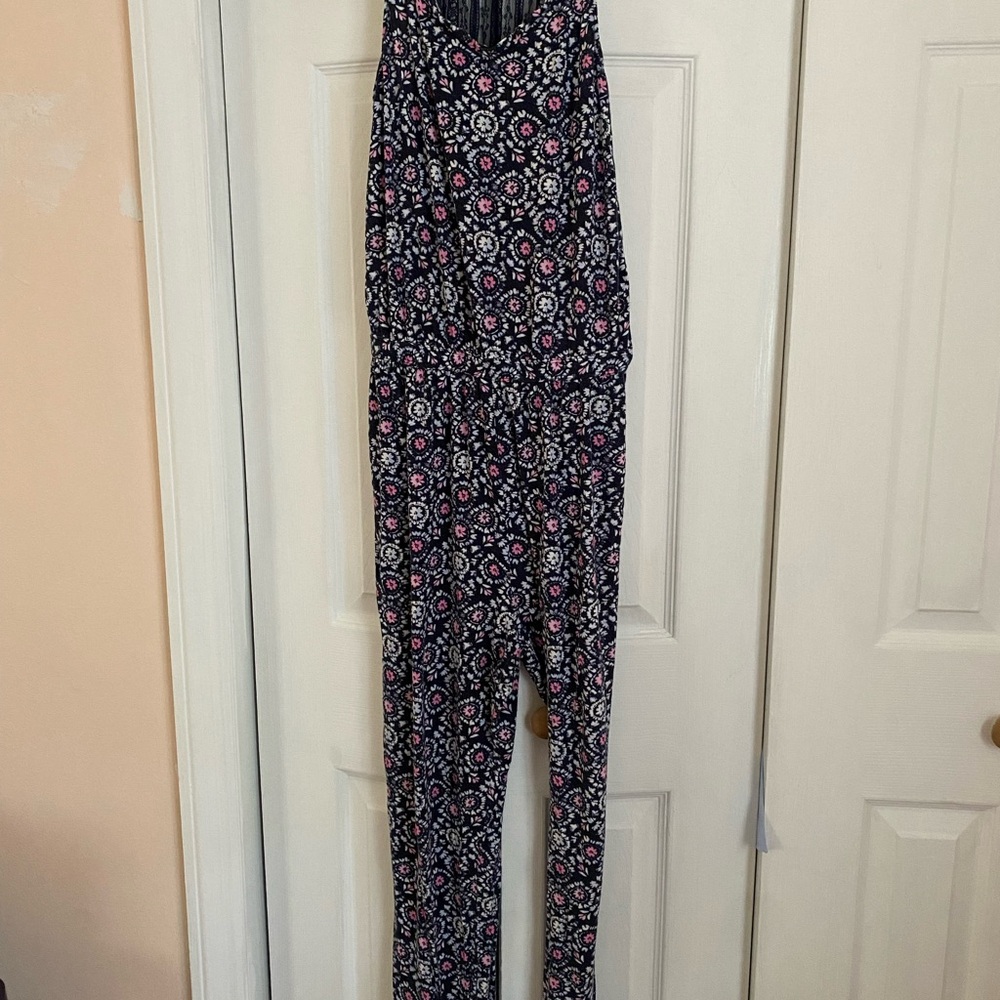 Abercrombie Kids Black and Pink Jumpsuit with Floral Print
